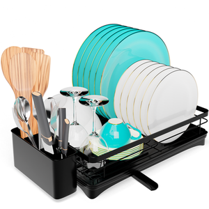 Dish Drainer with Swivel Spout - Black by Homiu