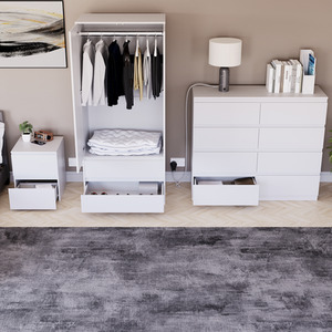 Denver Bedroom Set (2 Drawer Bedside, 8 Drawer Chest, 2 Door 2 Drawer Wardrobe) by Vida Designs