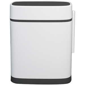 Slim Flip Top Bin with Built-in Toilet Brush - White Black by Livingandhome