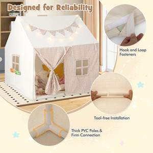 Kids Playhouse Tent with Padded Mat - Beige by Costway