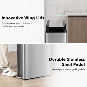 Recycle Pedal Kitchen Trash Can - Silver by Costway