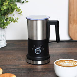 Kitchen Master Stainless Steel Milk Frother with LED Indicator - Black and Silver by Kitchen Master