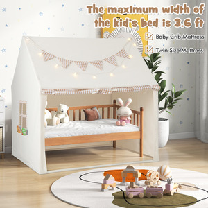 Kids Playhouse Tent with Padded Mat - Beige by Costway