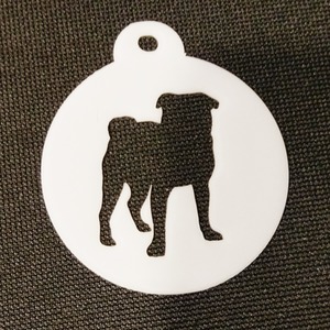 Dog Themed Coffee Stencil - White / Pug Style 1 by Pet Mirrors