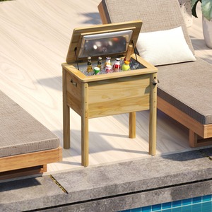 51 L Outdoor Beverage Cooler - Brown by Costway
