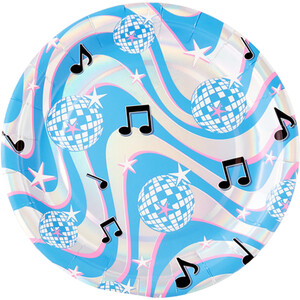 Pack of 8 Disco Party Plates - Blue