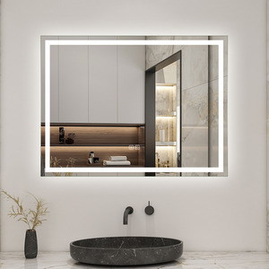 Bathroom LED Mirror with Socket Bluetooth Speaker by AicaBathroom
