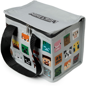 Minecraft Faces RPET Reusable Lunch Bag Cool Bag - Grey by Minecraft
