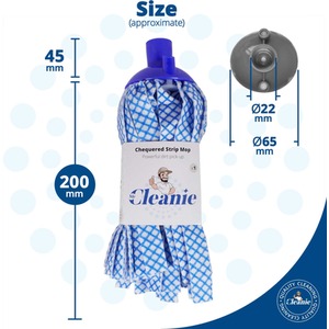 Chequered Strip Mop - White and Blue Replacement Head - blue /white by Mr Cleanie