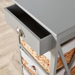 Home Source Dartmouth 3 Wicker Basket Drawer Chest Storage Unit - Grey by Home Source