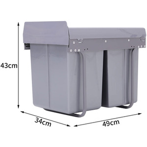 Pull-Out Kitchen Undermount Waste Bin Trash Can - Grey / 101020l by Livingandhome