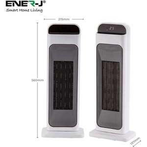 Smart Ceramic Tower Fan Heater - Black by EnerJ Smart