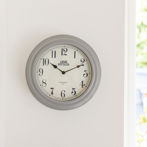 Wall Clock with Long-lasting Baterry-powered Mechanism -Grey - Grey by Living Nostalgia