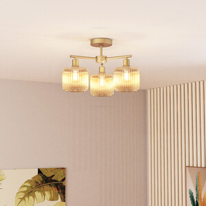Micah 3 Light Ceiling Fitting - Champagne and Gold