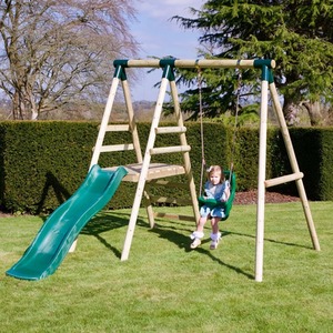 Wooden Swing Set with Slide by Rebo