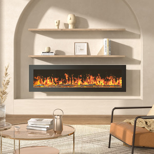 Wall-Mounted or Freestanding Electric Fireplace - Black / 127cm by Livingandhome