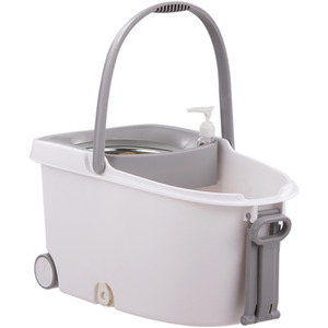 Livingandhome Spin Mop Bucket Set with 2 Extra Heads - Grey & White by Livingandhome