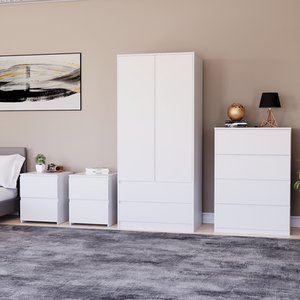 Denver Bedroom Set (2 Drawer Bedside (x2), 4 Drawer Chest, 2 Door Wardrobe) by Vida Designs