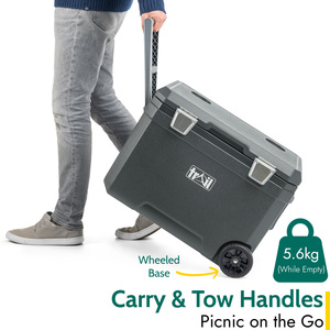 45L Insulated Cool Box on Wheels - Grey by Trail