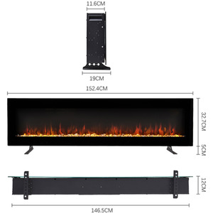 Electric Fireplace with 12 Flame Colours - Black / 152.4cm by Kidkid
