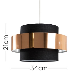 Modern Black And Copper Cylinder Ceiling Pendant Light Shade - Black by ValueLights