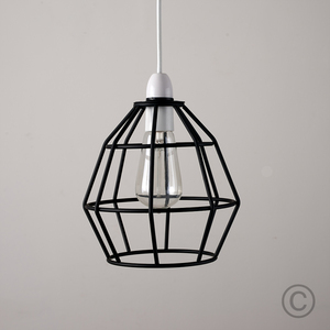 Contemporary Matt Black Metal Basket Cage Pendant Ceiling Light Shade - Black by ValueLights