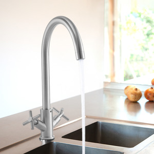 Stainless Steel Dual Handle Kitchen Tap by Livingandhome