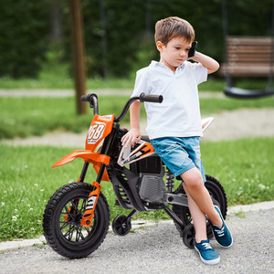 AIYAPLAY 12V Kids Electric Motorcycle with Twist Grip Throttle, Music - Orange by AIYAPLAY