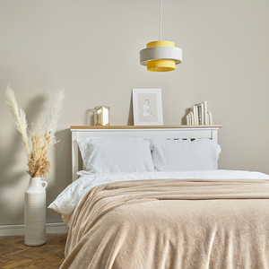 Mustard And Grey Herringbone Modern Ceiling Pendant Light Shade - Yellow by ValueLights