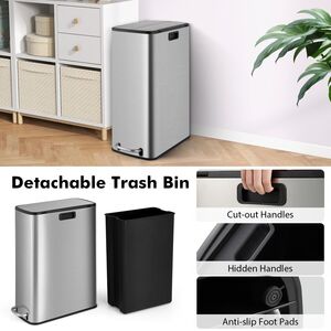 Recycle Pedal Kitchen Trash Can - Silver by Costway