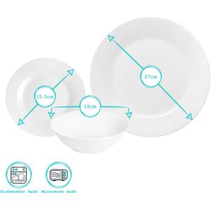 18pc White Porcelain Dinner Set - White by Argon Tableware