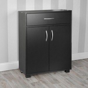 Small 2 Door 1 Drawer Hallway Living Room Sideboard Wooden Storage Cabinet Unit - Black by URBNLIVING