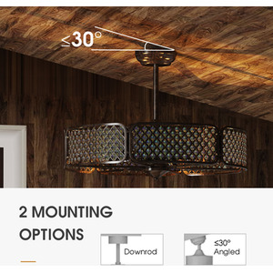 76cm Caged Crystal Ceiling Fan Light-Coffee - Brown by Costway