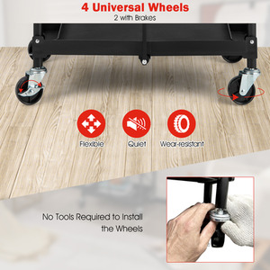 3-Tier Folding Trolley Cart - Black by Costway