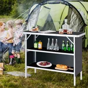Folding Camping Table Portable Picnic Table - Black by Costway
