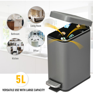 HOMCOM Rectangular Compact Bin Steel Body - Grey by HOMCOM