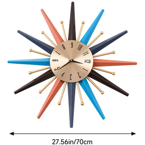 Large Metal Starburst Decorative Wall Clock - Multicolour / 70cm by Livingandhome