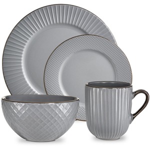 Empire 16 Piece Dinnerware Set - Grey by Tower
