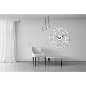 Silent Open Face Large Wall Clock White - White / 40cm by Klass Home Collection