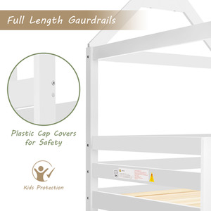 Solid Pine Wood Children Cabin Bed for Kids - White by Abrihome