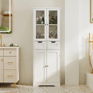 Tall Glass Door Cabinet - White by komore