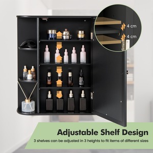 Mirrored Bathroom Storage Cabinet - Black by Costway