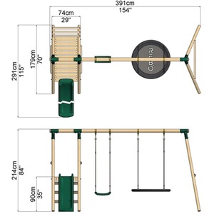 Wooden Swing Set with Slide by Rebo