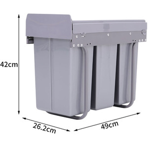 Pull-Out Kitchen Undermount Waste Bin Trash Can - Grey / 101010l by Livingandhome
