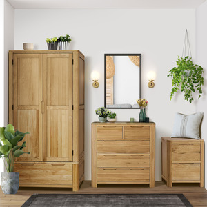 Oak Effect Bedroom Furniture Trio Set - Oak by Comfy Living