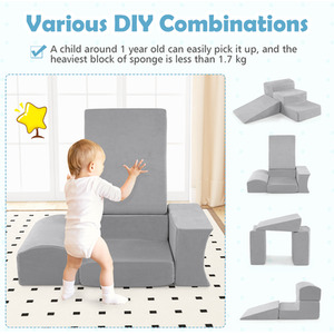 5-Piece Climb and Crawl Playset - Grey by Costway