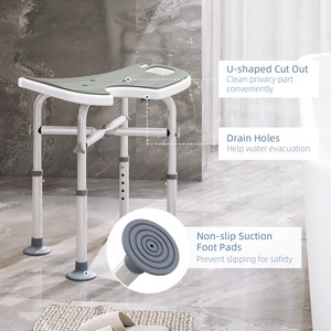 HOMCOM Adjustable Shower Stool with Grab Rail Padded Seat by HOMCOM