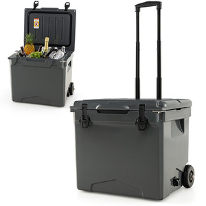 Portable Hard Rotomolded Cooler - Grey by Costway