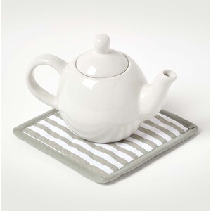 Grey Stripe Cotton Pot Holder - Grey by Homescapes