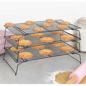 Set of 3 Stacking Cooling Racks - Black